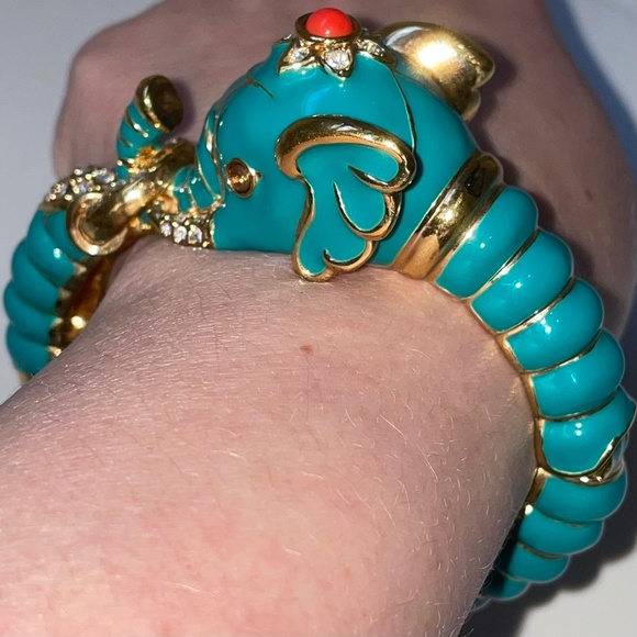 Rare Kenneth Jay Lane Raj Teal Elephant Clamper Bracelet
, EUC - Picture 9 of 16